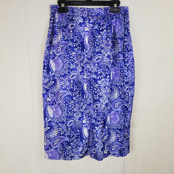 Vintage Adrianna Papell blue floral paisley silk skirt set Size 6 retro maximal - Picture 6 of 16